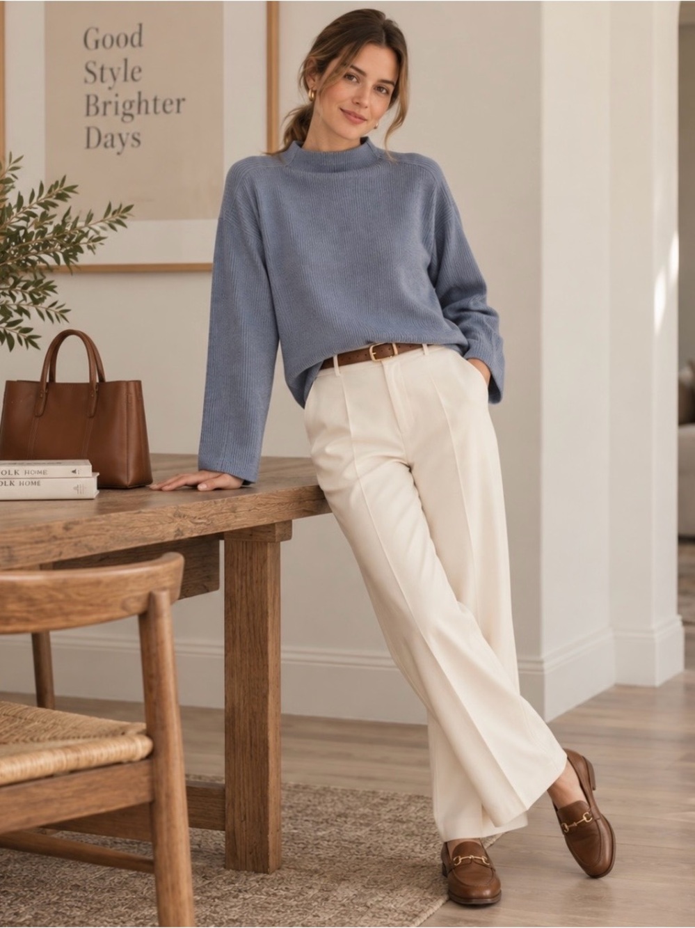 NWT Madewell Jacquard Funnelneck Ribbed Textured Knit Top Blue XS